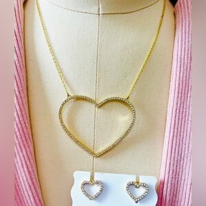 Heidi Daus 🆕”Paris Pave” Open Heart clear crystals set:necklace & stud earrings
